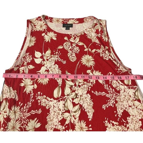J. Jill Wearever Women’s Floral Tank Top Red Beige Sleeveless Travel Size L - Picture 7 of 8